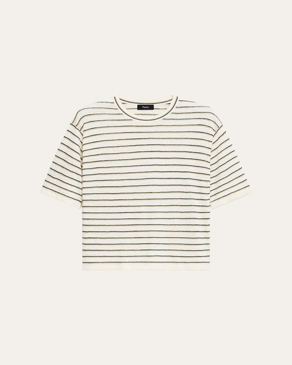 Stripe Knit Short-Sleeve Boyfriend Tee